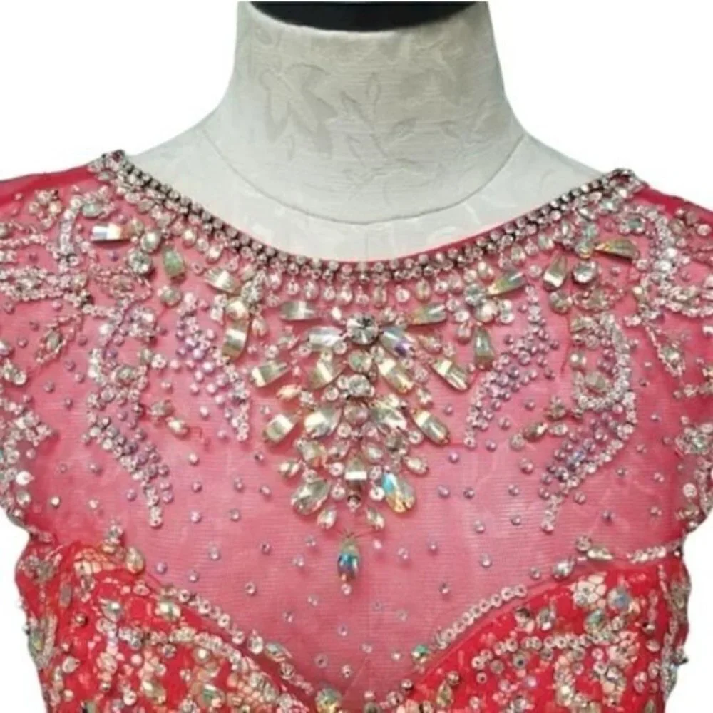 MacDuggal Red Sequin Formal Mermaid Evening Dress Ball Gown Size 0/2